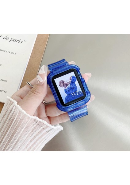Apple Watch 9 8 7 6 5 4 Se Uyumlu 42-44-45 MM Ebatlar İçin Transparan Tank Kordon Kasa modelleri