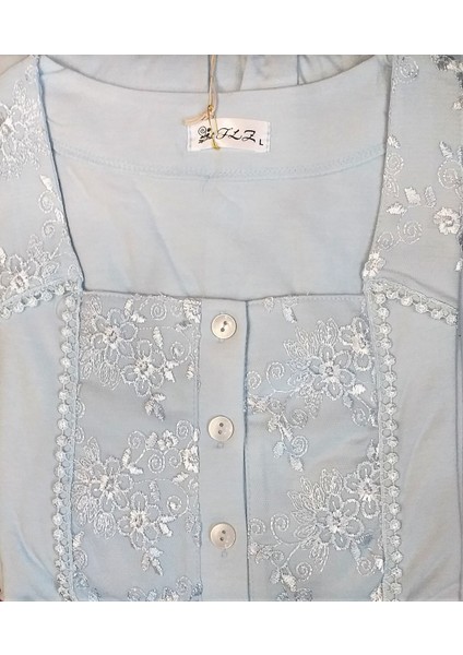 Önden Düğmeli Loğusa Gecelik Mavi modelleri