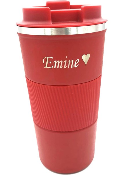 Hediyelik Kişiye Özel İsim Baskılı Çelik Termos Termos Mug Kupa Kırmızı (500 ml ) indirimleri