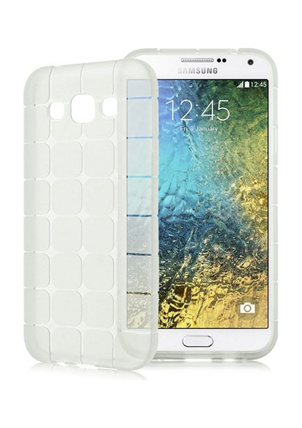 Samsung Galaxy E7 (E700) Plaid Silikon Arka Kapak Şeffaf