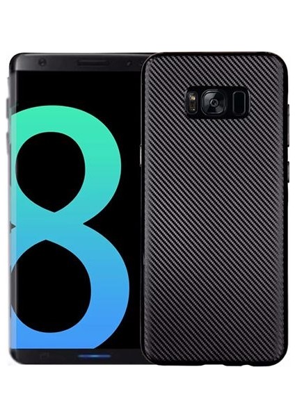 Galaxy S8 Plus (G955) Carbon Desen Arka Kapak Siyah