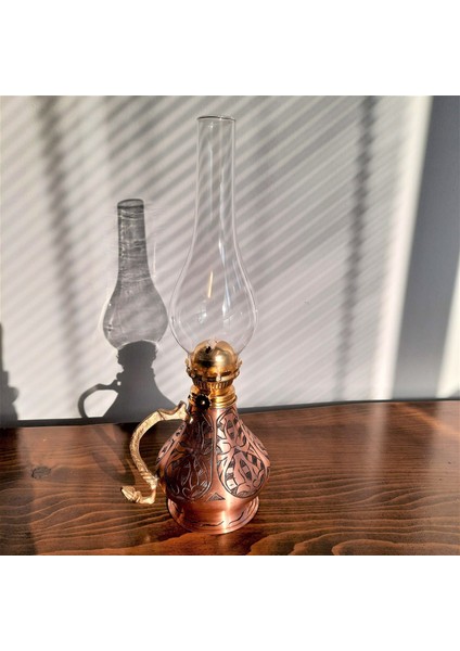 Matlaştırılmış Kazınmış Bakır Gaz Lambası Boy