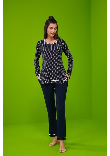 23197 Kadın Patlı Uzun Kollu Pijama Takım modelleri
