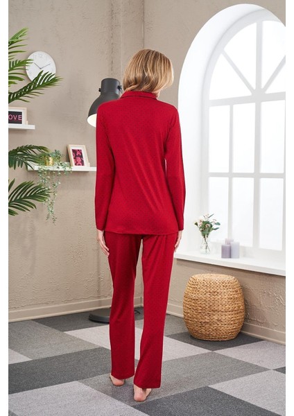 23523 Kadın Puanlı Düğmeli Pijama Takım fırsatları