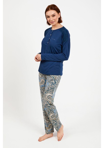 8447 Mavisi Uzun Kol Pijama Takım fiyatları