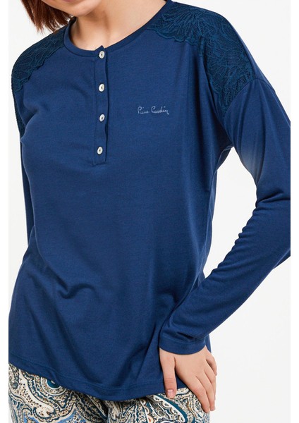 8447 Mavisi Uzun Kol Pijama Takım modelleri