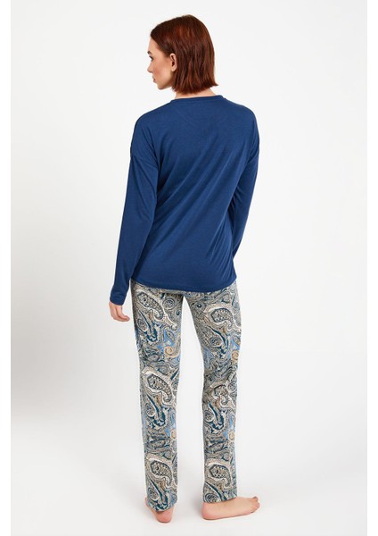8447 Mavisi Uzun Kol Pijama Takım indirimleri