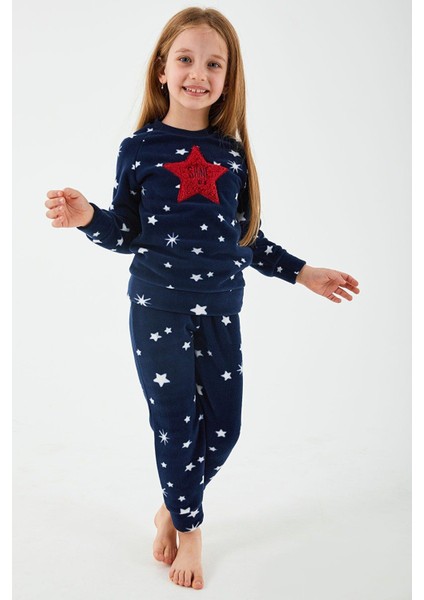 2271 Shine Lacivert Kız Çocuk Uzun Kol Pijama Takım modelleri