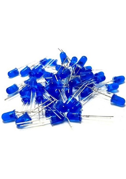 10 Adet - 5mm Diffused LED - Şeffaf Mavi (Blue) - Arduino, Deney