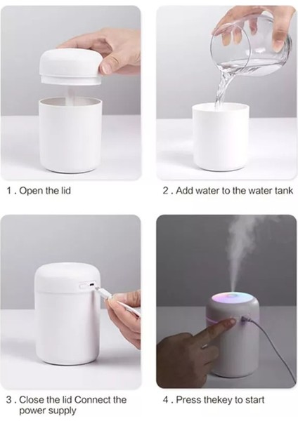 Işıklı Mini Ortam Oda Hava Nemlendirici ve Taşınabilir Buhar Makinesi H2O Humidifier