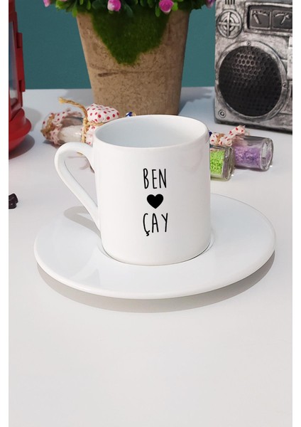 Ben Kalp Çay Türk Kahvesi Fincanı Beyaz
