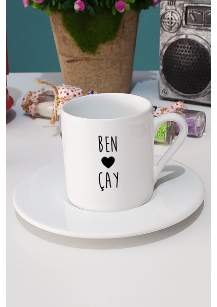Ben Kalp Çay Türk Kahvesi Fincanı Beyaz