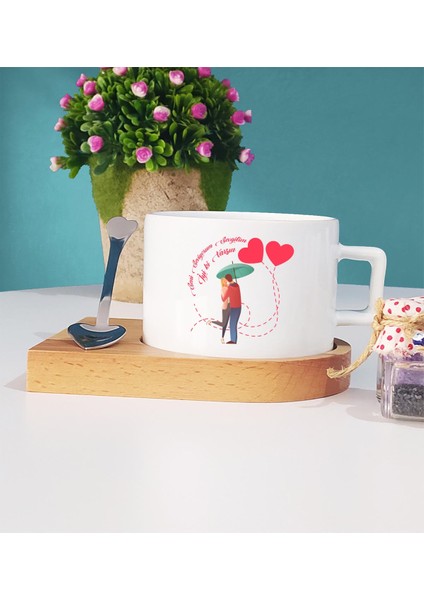 Seni Seviyorum Sevgilim Ahşap Altlıklı Fincan fiyatları