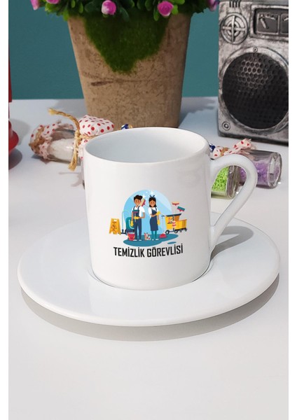 Temizlik Görevlisi Türk Kahvesi Fincanı Beyaz fiyatları