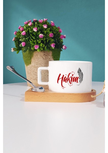 Hakime Hediye Hakim Ahşap Altlıklı Fincan