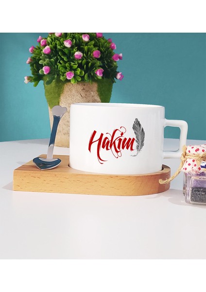 Hakime Hediye Hakim Ahşap Altlıklı Fincan
