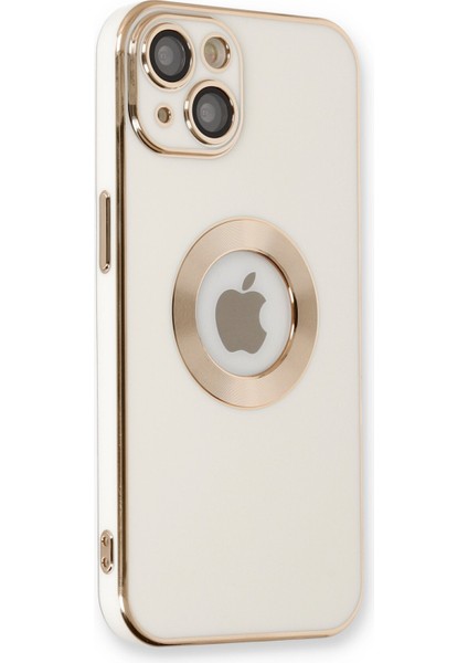 Case World Caseworld Apple iPhone 14 Plus  Kapak Lens Korumalı Logo Gösteren Tasarım Silikon Kılıf - Beyaz