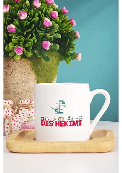 Diş Hekimi Hediye Türk Kahvesi Fincanı Ahşap Altlıklı fiyatları