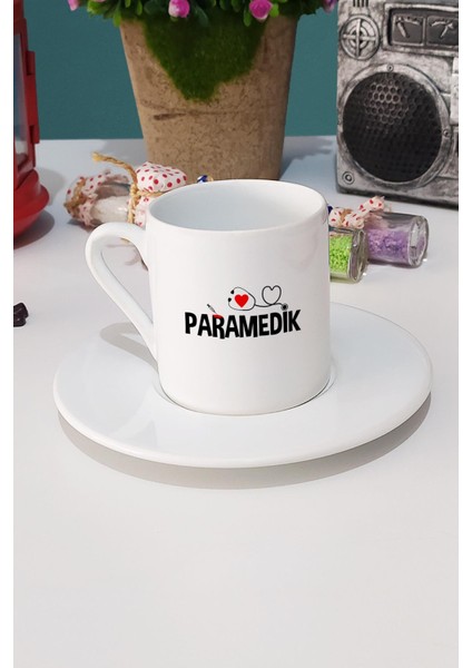 Paramedik Hediye Türk Kahvesi Fincanı Beyaz