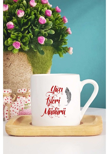 Yazı Işleri Müdürü Hediye Türk Kahvesi Fincanı Ahşap Altlıklı fiyatları