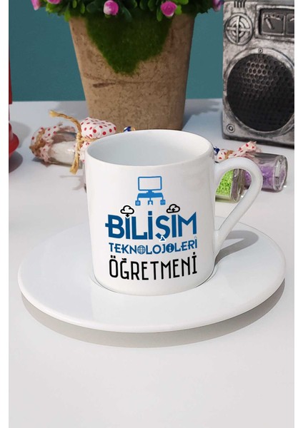 Bilişim Teknolojileri Öğretmeni Türk Kahvesi Fincanı Beyaz