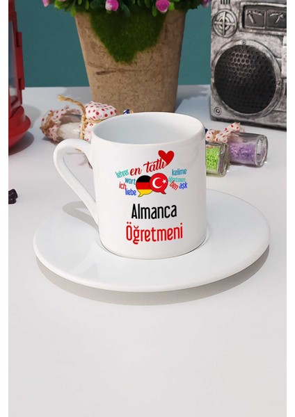 En Tatlı Almanca Öğretmeni Türk Kahvesi Fincanı Beyaz