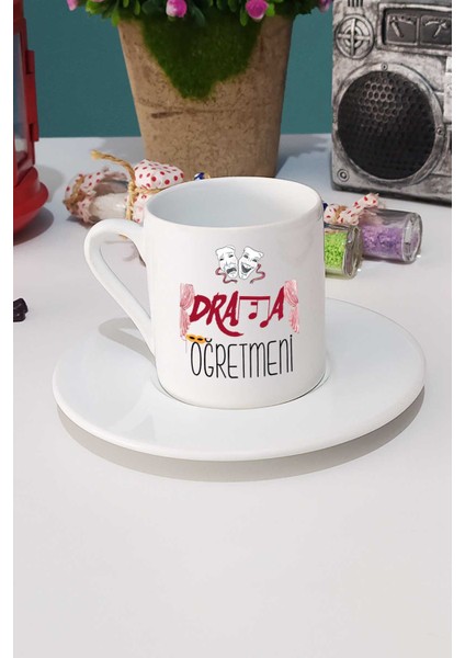 Drama Öğretmeni Türk Kahvesi Fincanı Beyaz