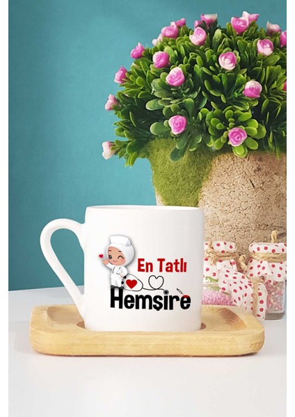 En Tatlı Hemşire-2- Türk Kahvesi Fincanı Ahşap Altlıklı