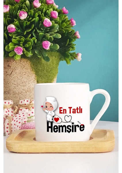 En Tatlı Hemşire-2- Türk Kahvesi Fincanı Ahşap Altlıklı