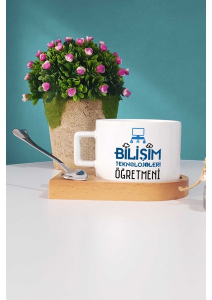 Bilişim Teknolojileri Öğretmeni Ahşap Altlıklı Fincan