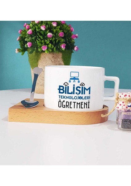 Bilişim Teknolojileri Öğretmeni Ahşap Altlıklı Fincan