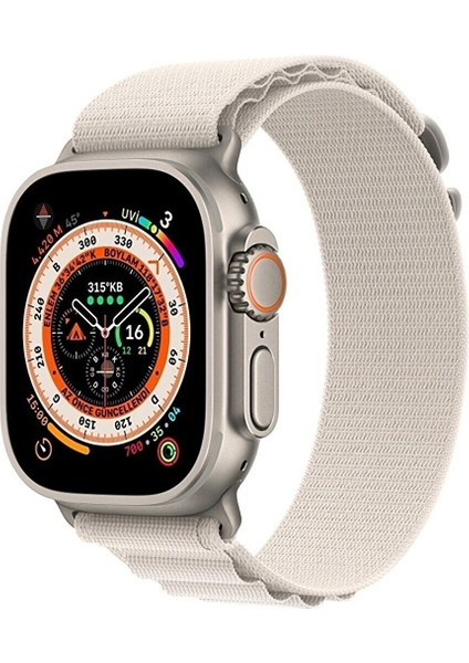 Apple Watch Uyumlu 42MM 44MM 45 mm 49mm Kordon 1/2/3/4/5/6/se/7/8/ Watch Ultra Alpine Loop Kordon Bej