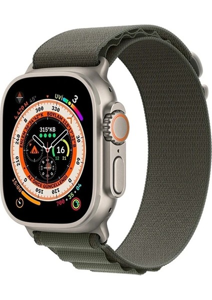 Apple Watch Uyumlu 42MM 44MM 45 mm 49mm Kordon 1/2/3/4/5/6/se/7/8/ Watch Ultra Alpine Loop Kordon yeşil