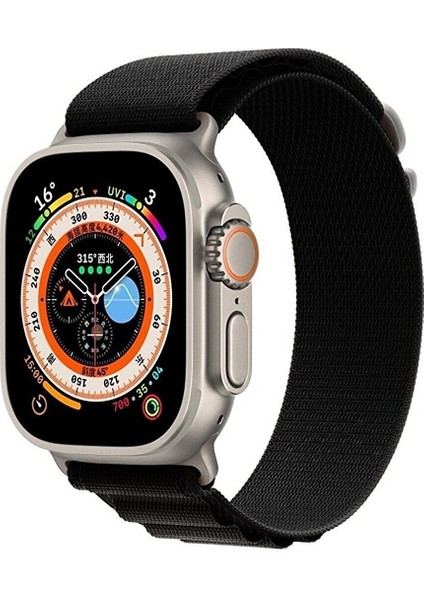 Apple Watch Uyumlu 42MM 44MM 45 mm 49M Kordon 1/2/3/4/5/6/se/7/8/ Watch Ultra Uyumlu Alpine Loop Kordon Siyah