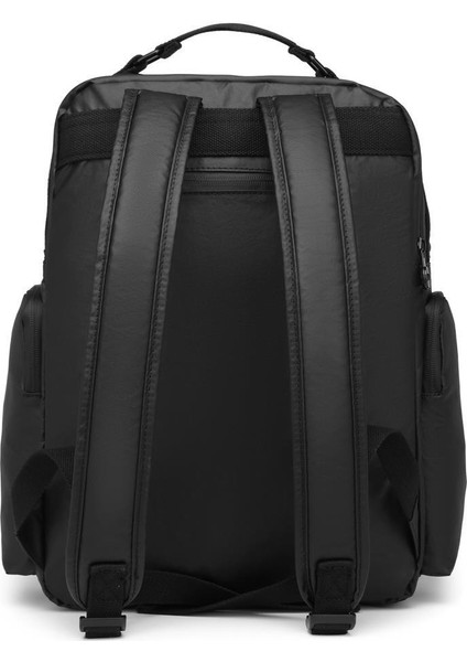 Büyük Boy Metalik Siyah Kumaş Sırt Çantası Smart Bags 3124