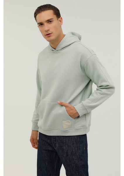 Kapüşonlu Rahat Kesim Mint Erkek Sweatshirt 2WCG5162PR