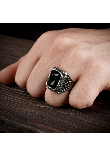 925 Ayar Gümüş Erkek Yüzük Kare Zirkon Taşı Takı Mücevher Gümüş Temizleme Bezi ile fiyatları