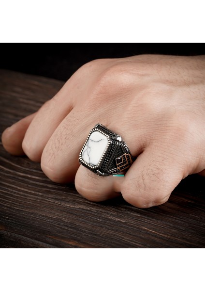 925 Ayar Gümüş Erkek Yüzük Kare Zirkon Taşı Takı Mücevher Gümüş Temizleme Bezi ile fiyatları