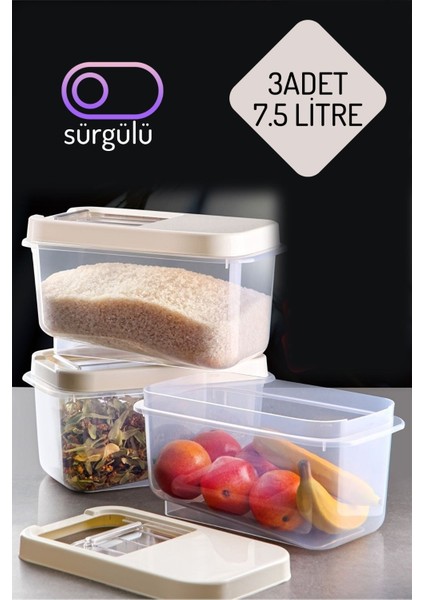 Insignia Erzak Bakliyat Saklama Seti 7.5 Lt Krem
