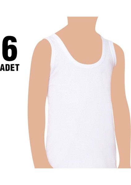 Beyaz Erkek Çocuk Ribana Atlet 6'lı
