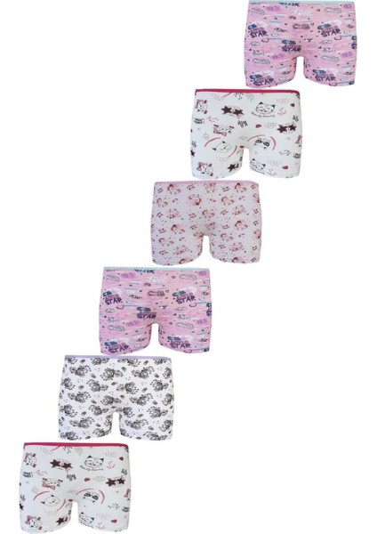 Tutku Elestan Empirme Kız Çocuk Boxer Şort 6'lı modelleri