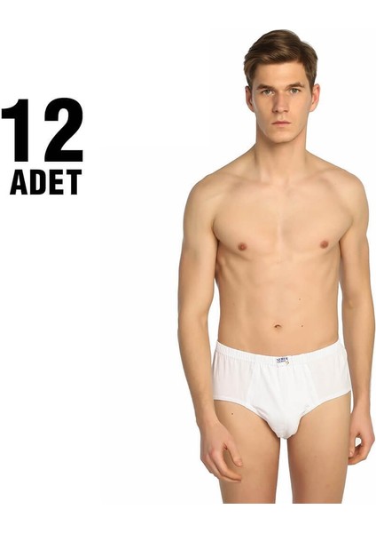 Beyaz Penye Kom Erkek Slip Külot 12'li