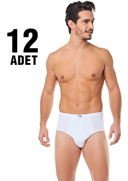 Beyaz Penye Kom Erkek Slip Külot 12'li