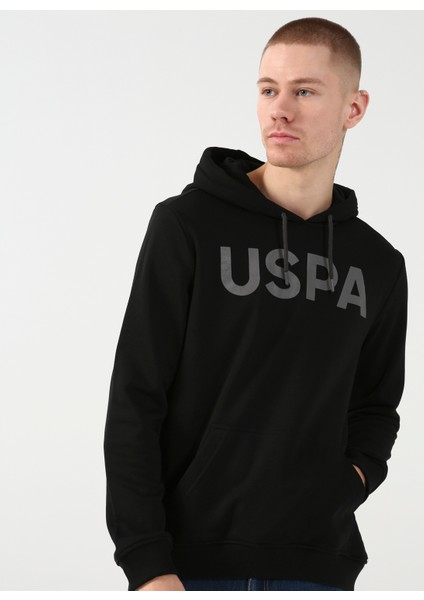 U.S. Polo Assn. Kapüşon Yaka Siyah Erkek Sweatshirt GUYSK022