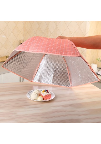Katlanır Gıda Kapağı Yiyecekleri Sıcak Alüminyum Folyo Kapağı Ekose Desen 70*70*17CM (Yurt Dışından)