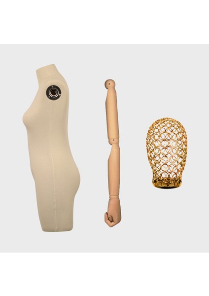 38 Beden Tel Kafalı Gold Ayaklı Pantolon Giyebilen Terzi Mankeni Vitrin Mankeni Prova Mankeni