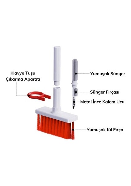 Buffer Çok Amaçlı Kırmızı Hassas Fırça Başlıklı Bilgisayar Laptop Temizleme Fırçası