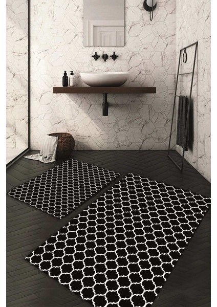 Dijital Baskılı Kaymaz Taban Yıkanabilir 2'li Klozet Takımı Banyo Paspası NDKZ-HT-546
