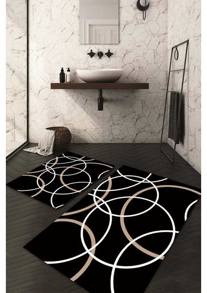 Dijital Baskılı Kaymaz Taban Yıkanabilir 2'li Klozet Takımı Banyo Paspası NDKZ-SD-992