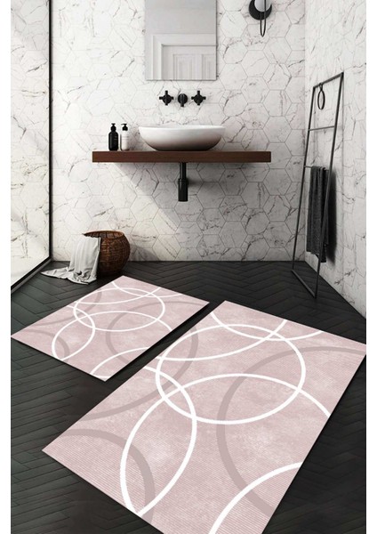 Dijital Baskılı Kaymaz Taban Yıkanabilir 2'li Klozet Takımı Banyo Paspası NDKZ-SD-994